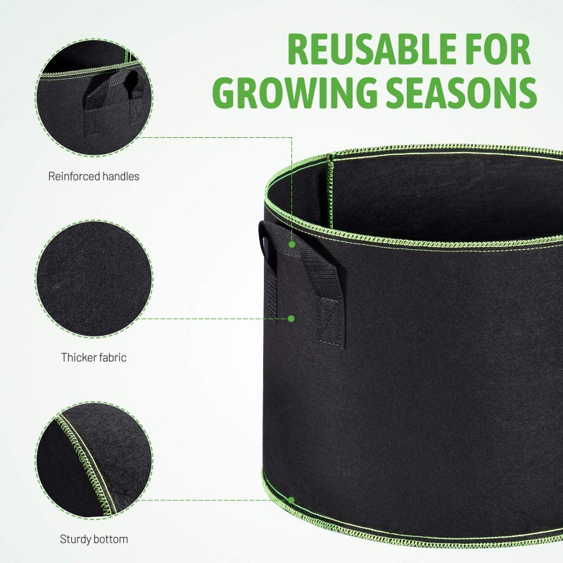 Delxo 10 Gallon Grow Bags 10 Pack for Planting, Fabric Pots Plants Growing Bags with Handles Heavy Duty Aeration Thickened Nonwoven - Image 3